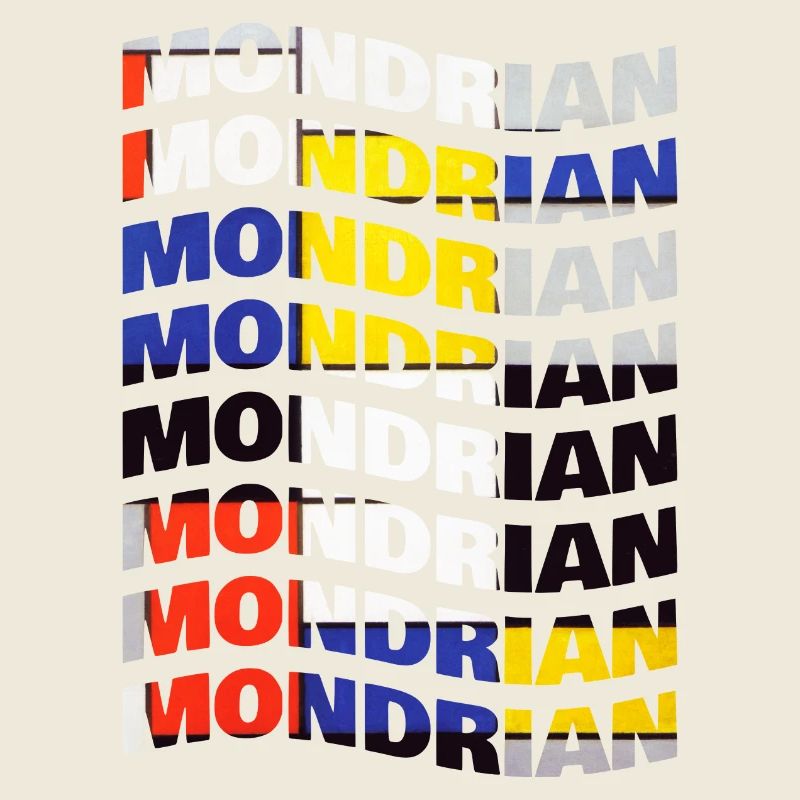 Mondrian wave text effect t-shirt