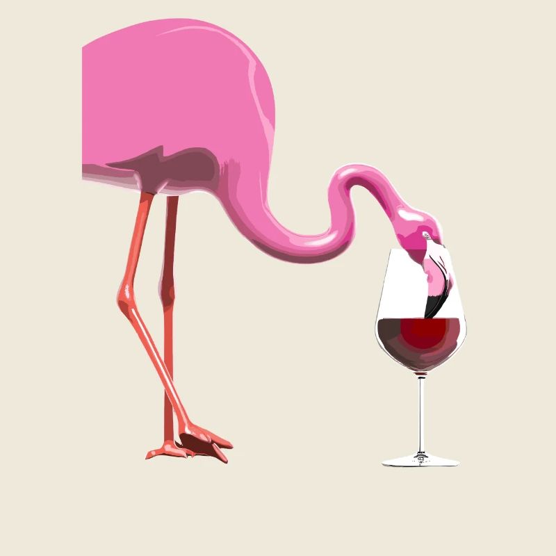 Flamingo mit Weinglas