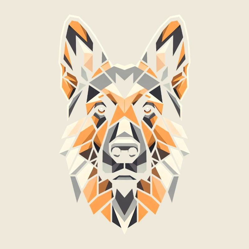 German Shepherd Dog Head Geometry Polygon Art