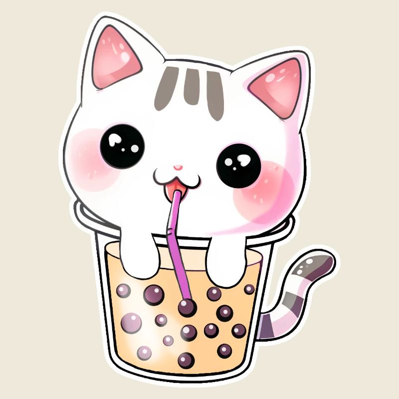 Kawaii Bubble Tea Cat