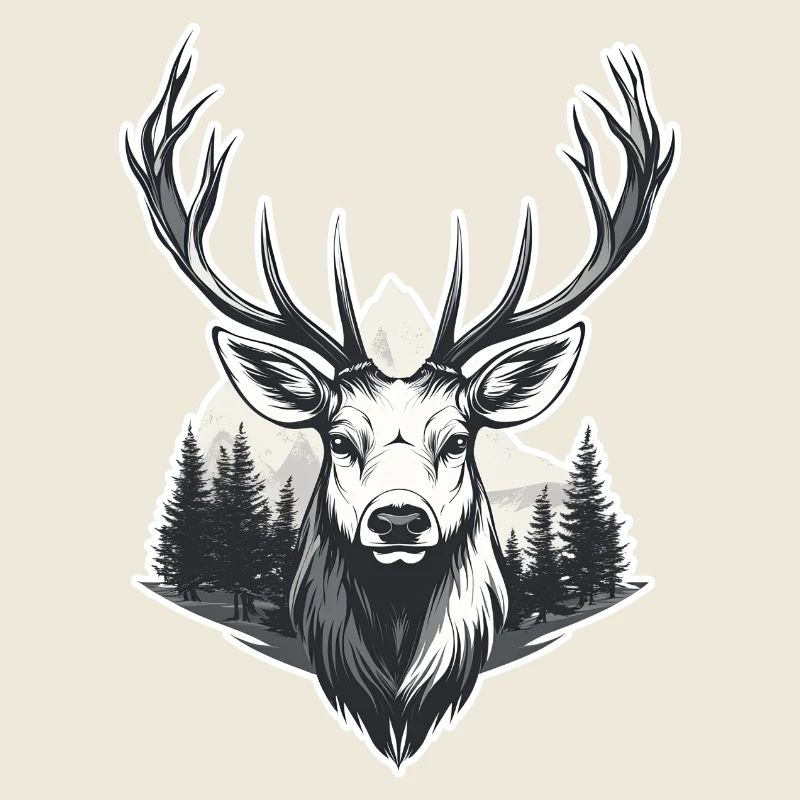 Deer Head Forest Landscape