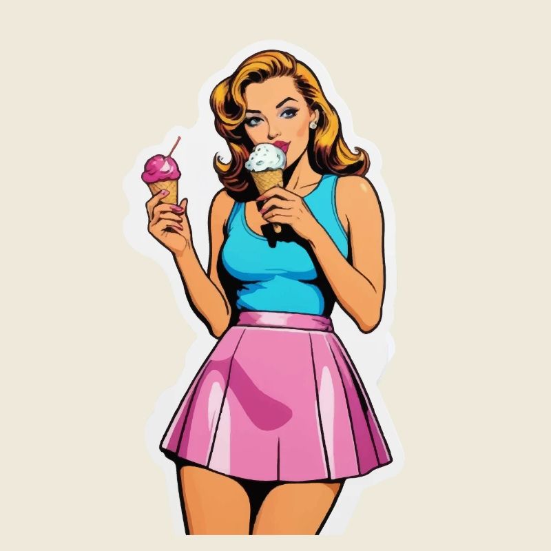 Retro Mädchen Eis essen