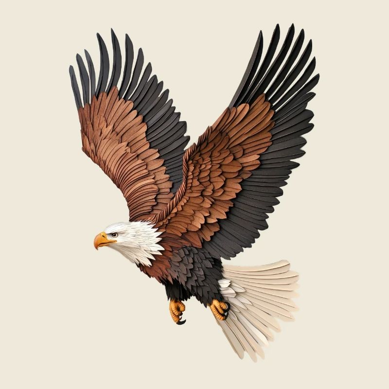 A majestic eagle in flight layered paper effect
