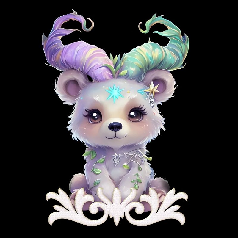 Magical bear cub in pastel glitter.