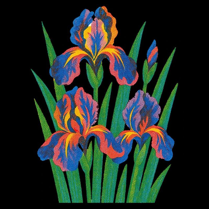 Retro Iris Floral Bloom