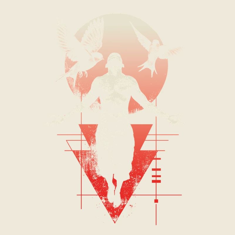 Ätherischer Mensch mit Flügeln und Mond