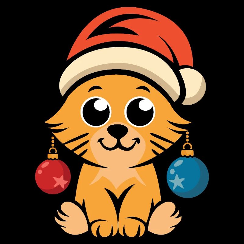 Mignon chat de Noël avec chapeau