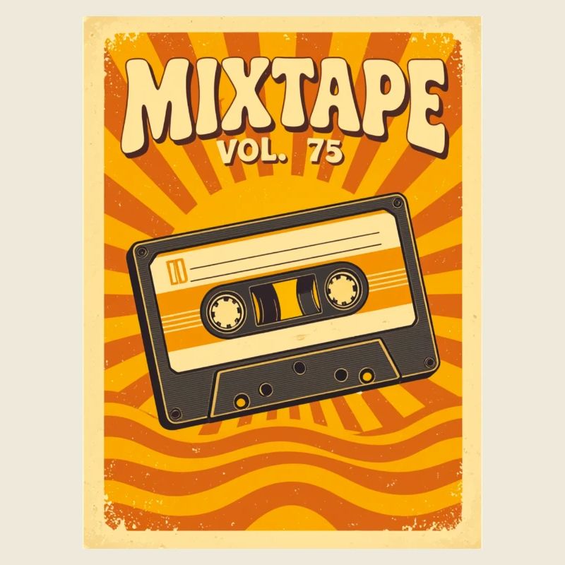 Retro-Mixtape-Illustration mit warmen Siebzigern