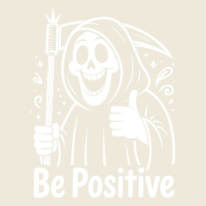 Be Positive Grim Reaper Cartoon