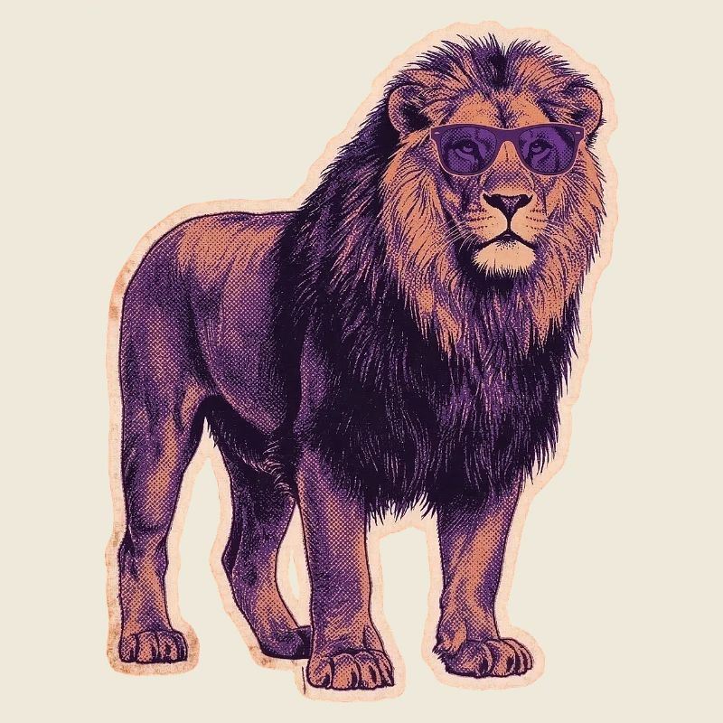 Cool lion with sunglasses
