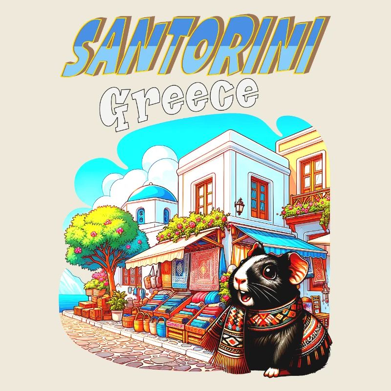 Aventures de cochons d’Inde à Santorin, Grèce