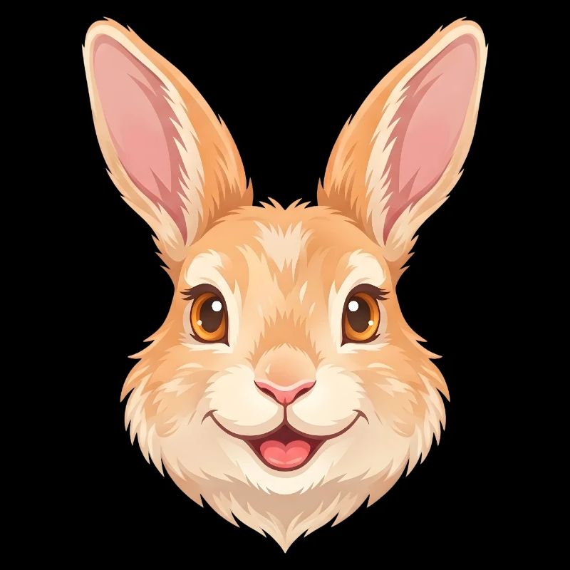 Visage de lapin de dessin animé joyeux et mignon