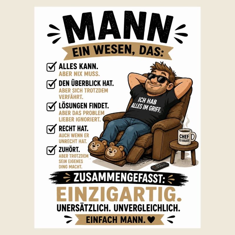Mann: Einzigartig, unverwechselbar
