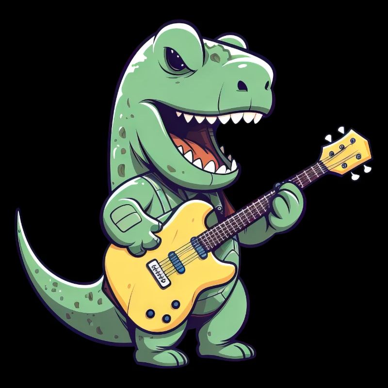 Trex Dinosaur with Electric Guitar