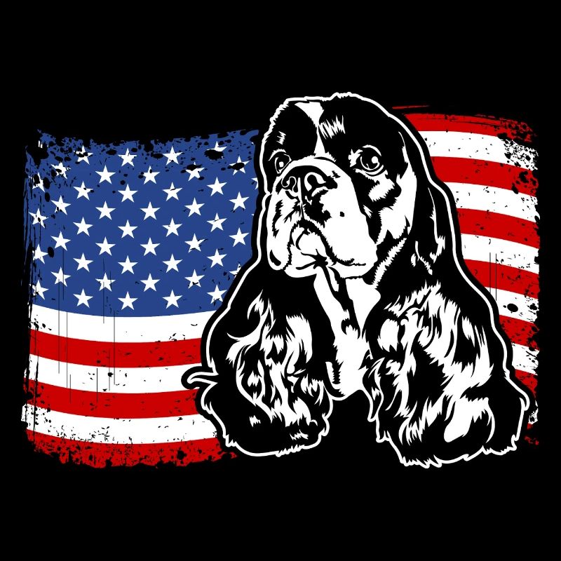 American Cocker Spaniel US America Flag Wilsigns