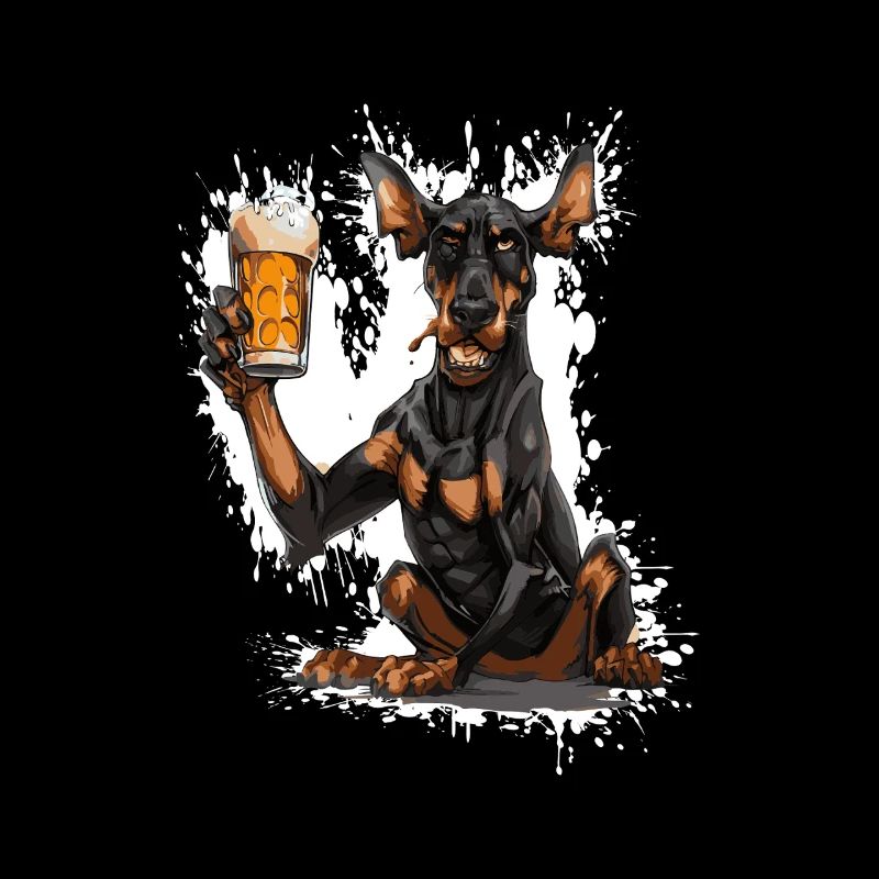 Doberman Dog Beer Funny