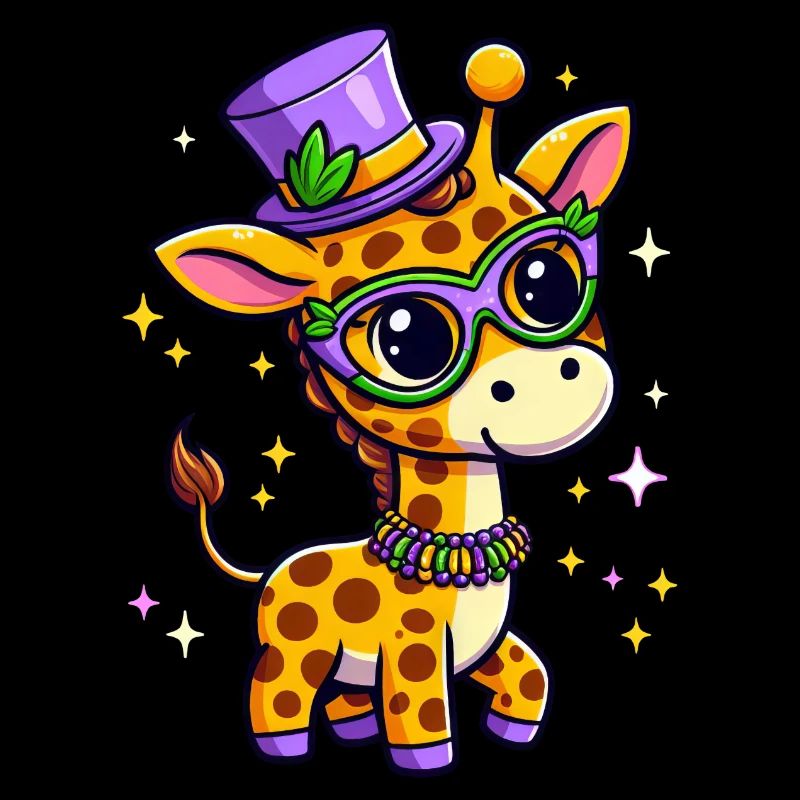 Süße Mardi Gras Giraffe: Comic-Stil