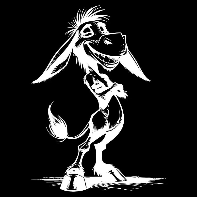Donkey Cartoon Grinning Long-Eared