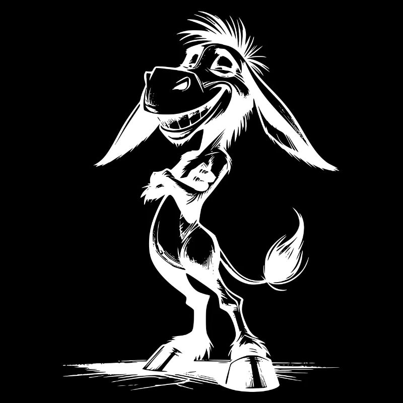 Smiling Long-Eared Donkey Grinning Cartoon
