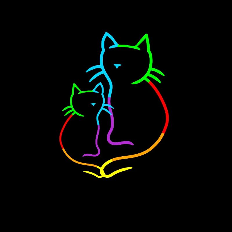 Retro Katze Katzen 80er 90er Regenbogen