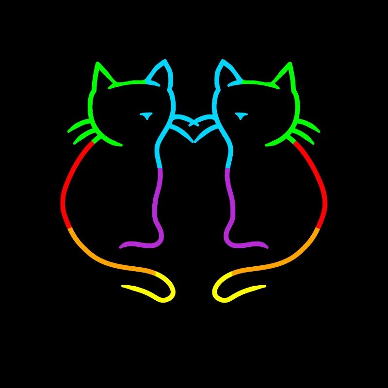 80er 90er Retro Regenbogen Herz Katzen Katze