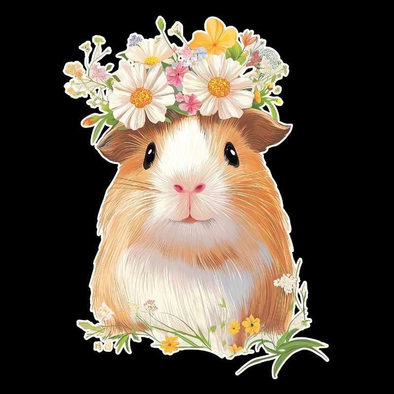 Guinea pig with flowers