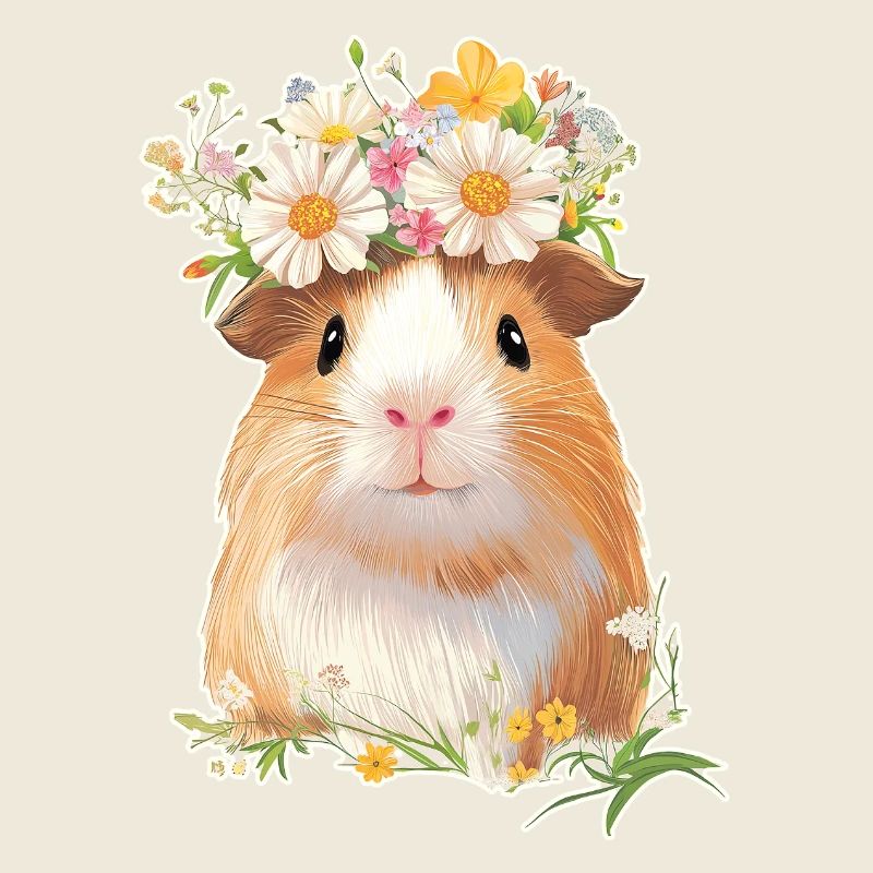 Cochon d’Inde avec des fleurs