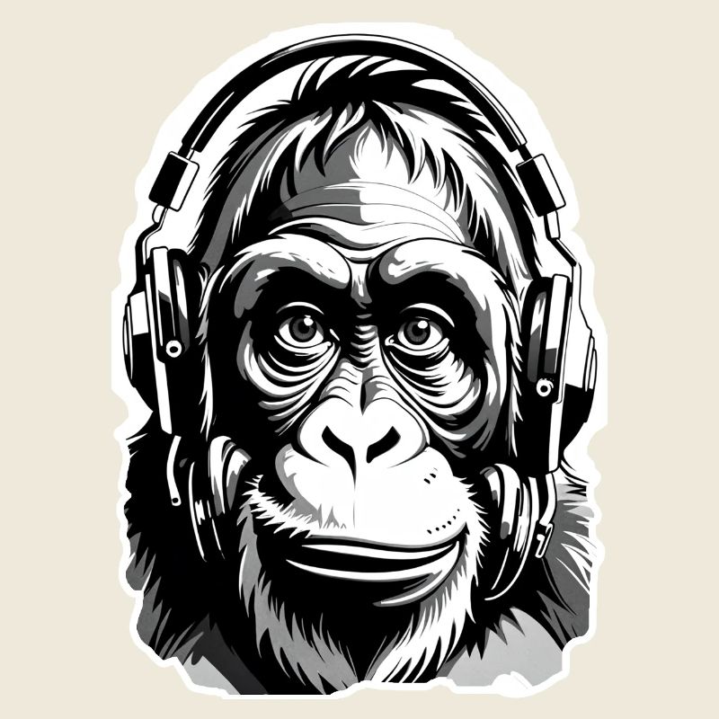 Musik Affe Gorilla mit Kopfhoerer als Geschenkidee