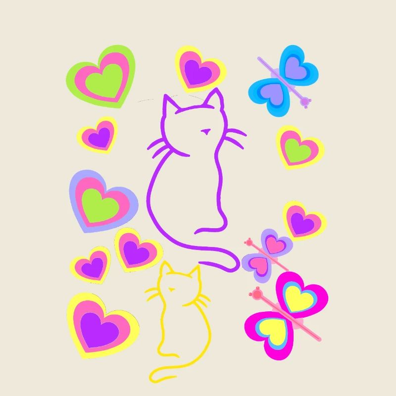 Old School Katzen Katze 80er Retro Kinder Kind