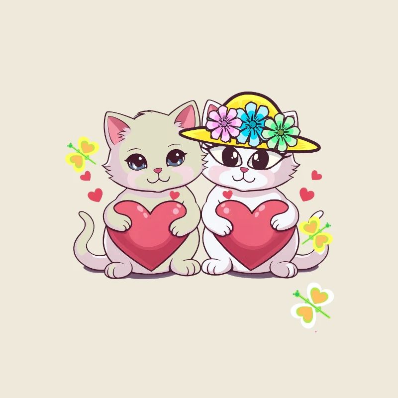 Chat Chaton Coeurs de la Saint-Valentin