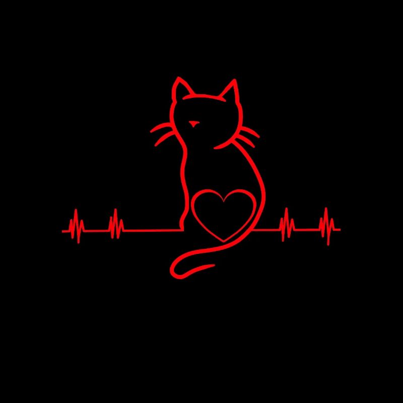 80er 90er Retro Katze Katzen Herz Herzschlag