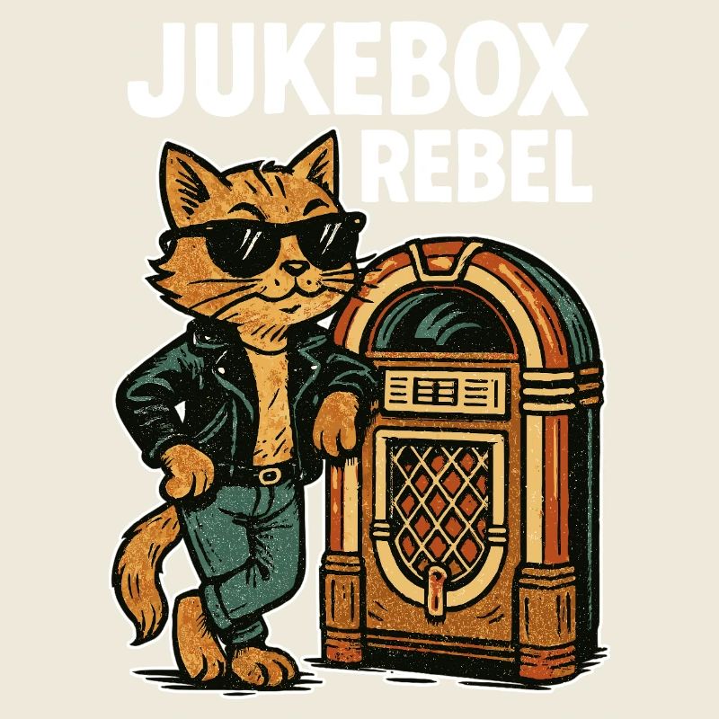 Rockabilly Jukebox Cool Cat Rebel Cadeau rétro