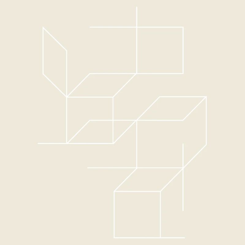 Geometric Cube Line Art