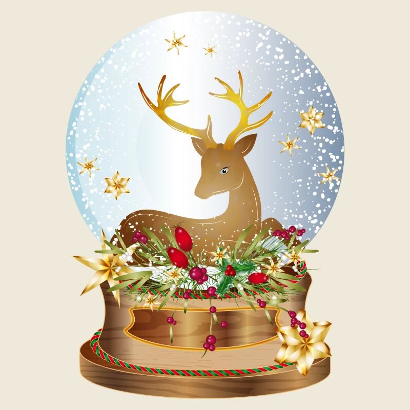 boule à neige nostalgique avec des cerfs pour Noël