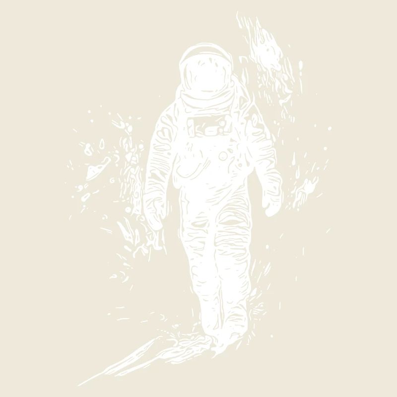 Lonely astronaut walk in moondust desert