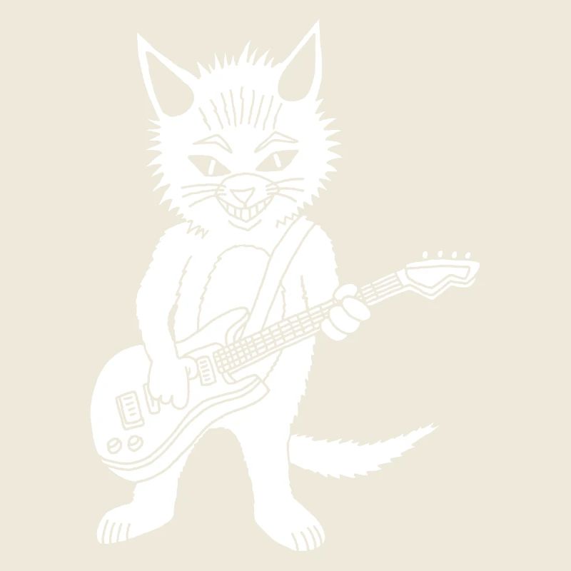 Chat blanc guitariste