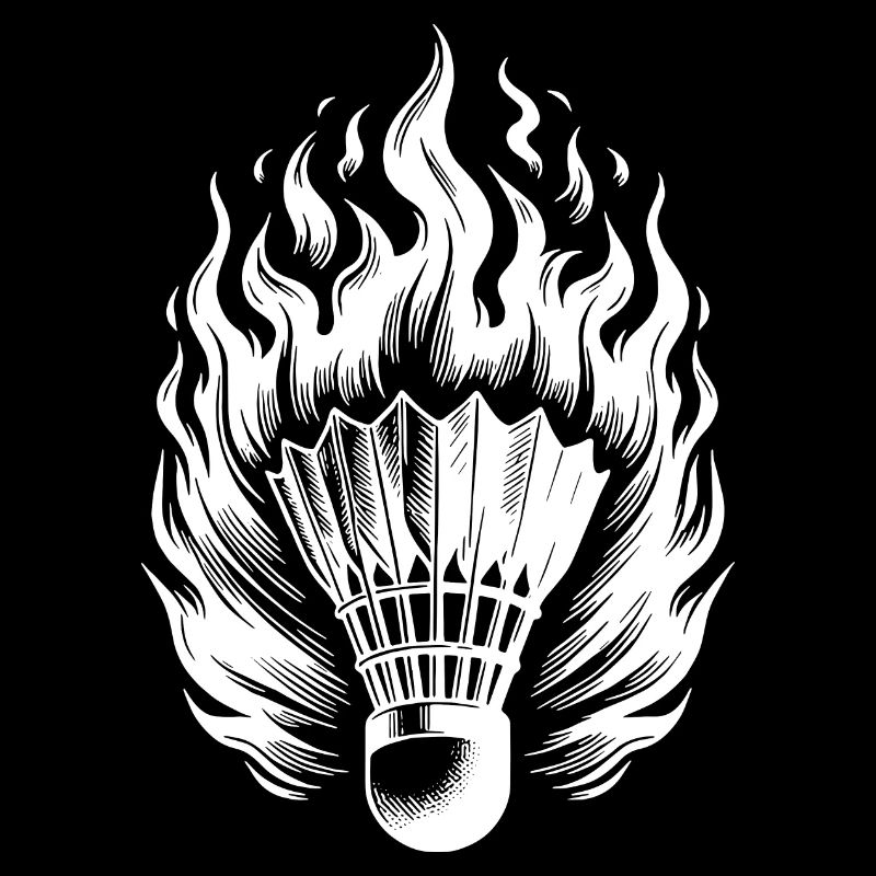 Balle de badminton rapide dans les flammes et le feu