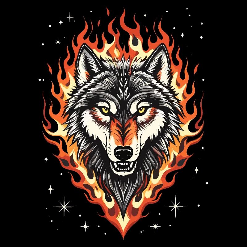 Loup et flammes