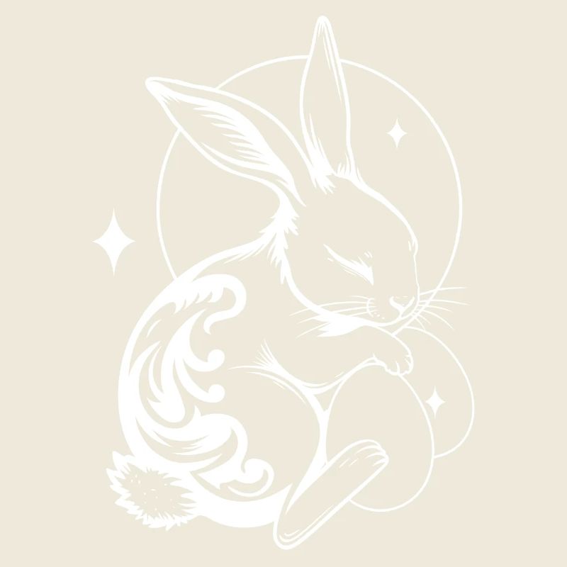 Lapin de Pâques endormi avec tribal et œufs
