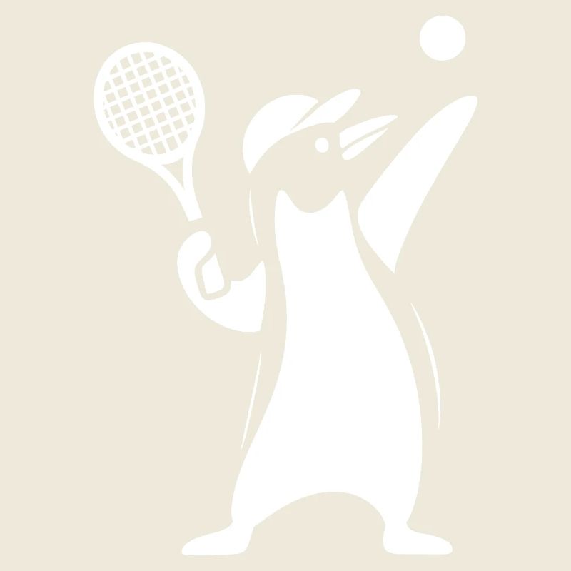 Minimalist Penguin Tennis Player Serve