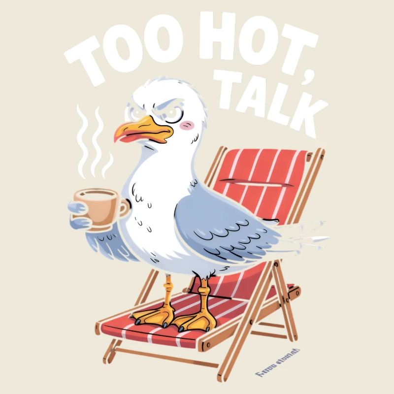 Freche Möwe entspannt sich mit Kaffee