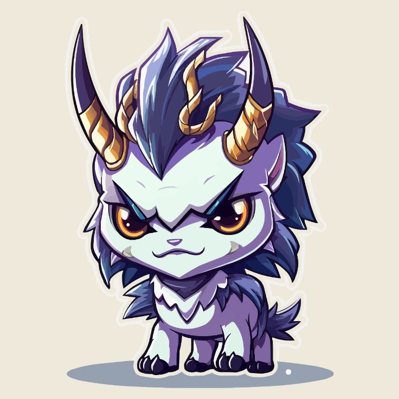 Kleiner Hörnerdrache im Chibi-Stil