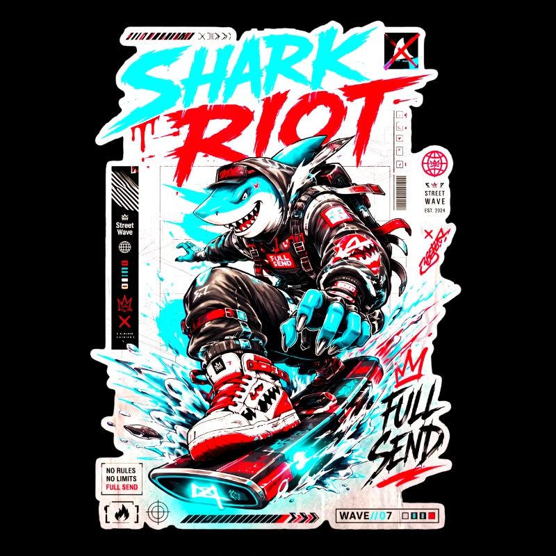 Shark Riot Streetwave Full Send Skate Design