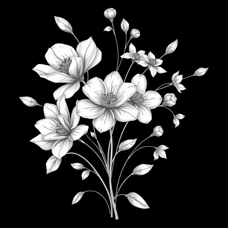 Elegante Blumen – Handgezeichnete Kunst