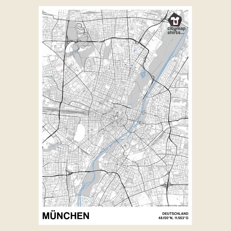 München Basic Stadt Karte schwarz/weiß