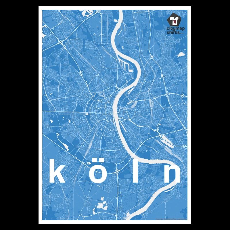 Cologne hipster city map blue