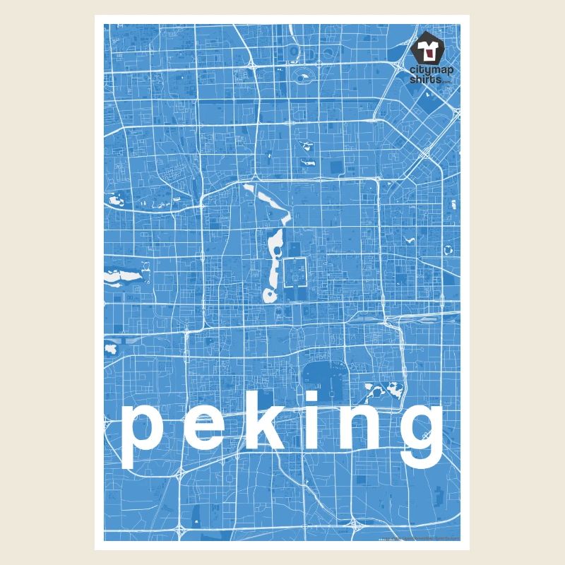 Beijing hipster city map blue