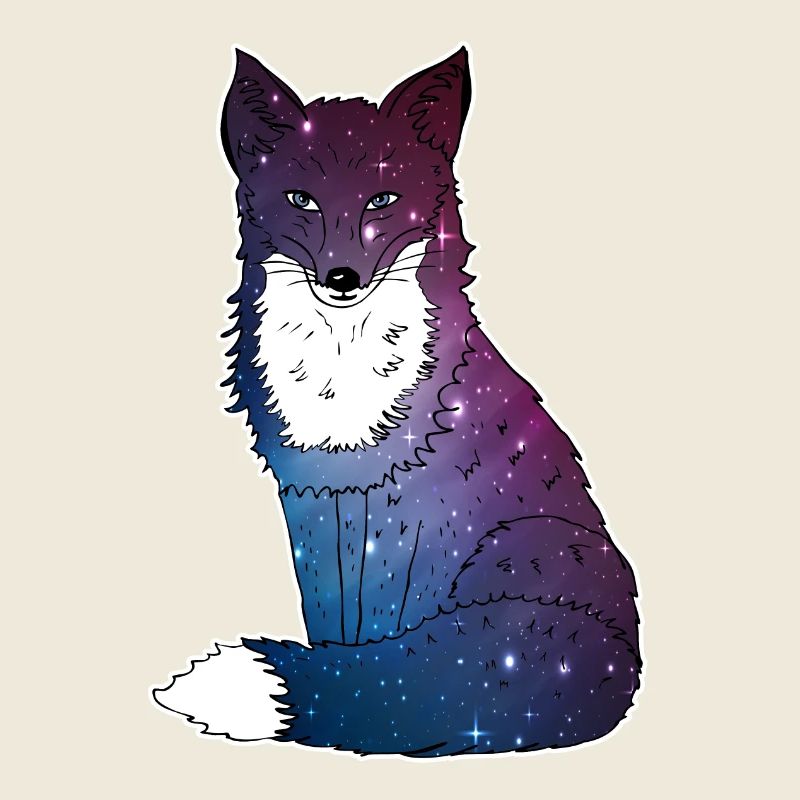 Fox with starry sky, Space, Galaxy, Space
