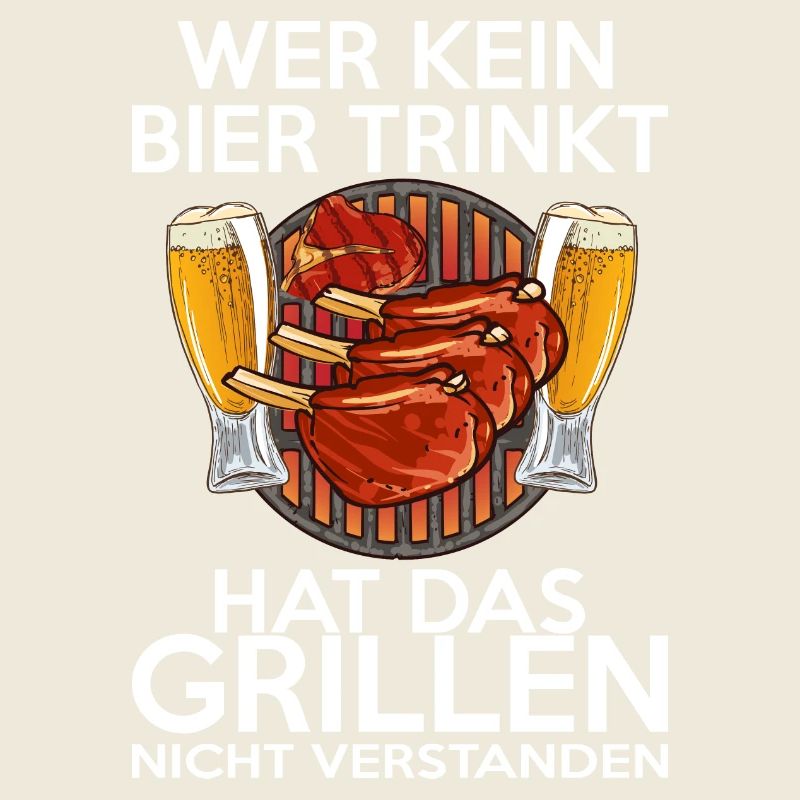 Grillen und Bier Spruch Illustration