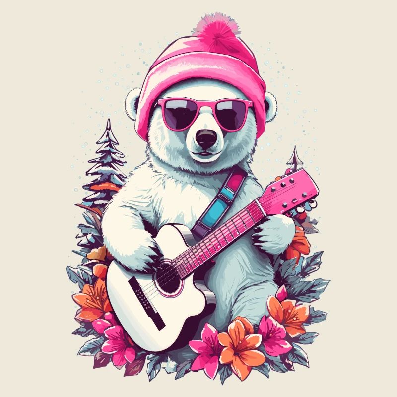 Süßer Eisbär mit Gitarre